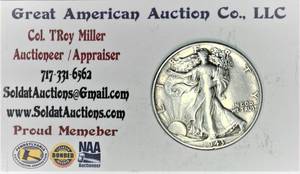 lot C1-SE16 image: 1- 1943  12 Dollar Walking Liberty 50c
