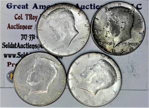 lot C1-SE24 image: 4- 1964 12 Kennedy Dollar 50 cents