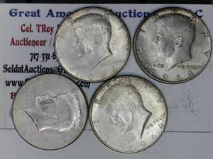lot C1-SE25 image: 4- 1964 12 Dollar Kennedy 50c Silver