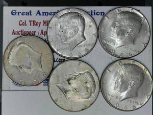 lot C2-SE27 image: 5- 1966 12 Dollar Kennedy 50c