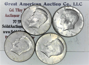 lot C2-SE29 image: 4- 1966 12 Dollar Kennedy 50c
