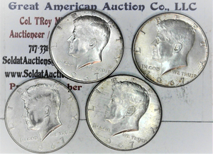 lot C2-SE32 image: 4- 1967 12 Dollar Kennedy 50c