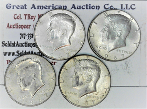 lot C2-SE34 image: 4- 1967 12 Dollar Kennedy 50c