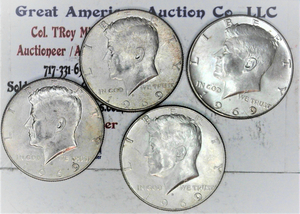 lot C2-SE39 image: 4- 1969 D 12 Dollar Kennedy 50c