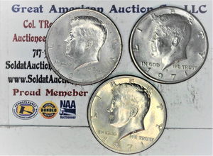 lot C2-SE45 image: 3- Kennedy 12 Dollar 50c