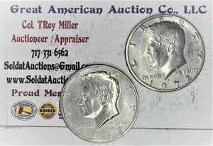 lot C2-SE46 image: 2- 1972 D 12 Dollar Kennedy 50 cent