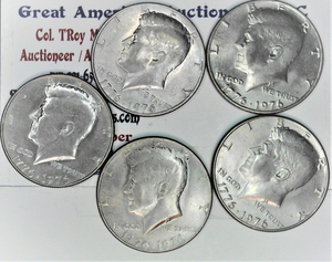 lot C2-SE57 image: 5- 1776-1976 P 12 Dollar Kennedy 50 cent