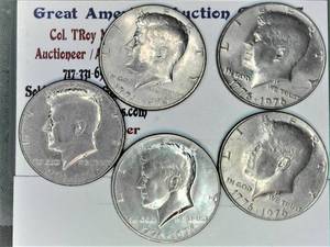 lot C2-SE59 image: 5- 1776-1976 P 12 Dollar Kennedy 50 cent