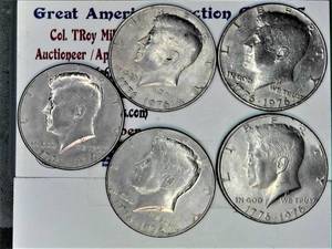 lot C2-SE60 image: 5- 1776-1976 P 12 Dollar Kennedy 50 cent