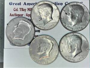 lot C2-SE61 image: 5- 1776-1976 P 12 Dollar Kennedy 50 cent