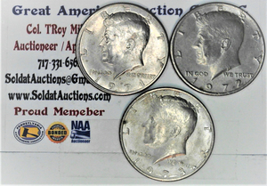 lot C1-SE62 image: 3- 12 Dollar Kennedy 50 cent