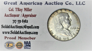 lot C1-SE63 image: 1- 1962 P Franklin 12 Dollar 50 cents SILVER