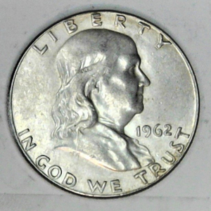 lot C1-SE67 image: 1- 1962 P Franklin 12 Dollar 50 cents SILVER