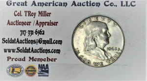 lot C1-SE68 image: 1- 1962 P Franklin 12 Dollar 50 cents SILVER