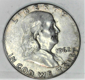 lot C1-SE69 image: 1- 1962 P Franklin 12 Dollar 50 cents SILVER