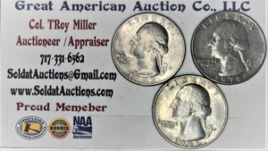 lot D2-SE73 image: 3- Washington Quarter 25 cents