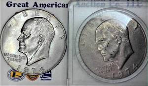 lot B3-JT71 image: 2- 1974 Eisenhower Dollar 1$