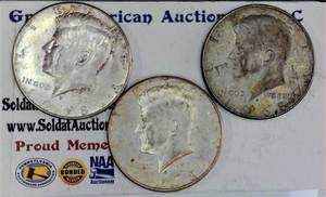 lot C2-JT106 image: 3- 1968 Kennedy Half Dollar 50 Cents