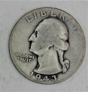 lot D1-JT129 image: 1- 1943 25 Cents Washington Quarter Silver