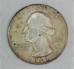 lot D1-JT133 image: 1- 1961D 25 Cents Washington Quarter Silver