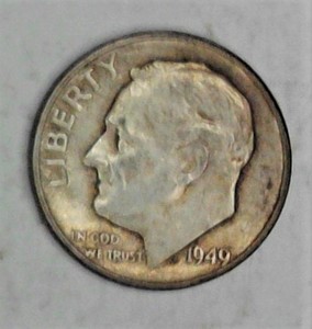 lot E1-JT150 image: 1- 1949 Roosevelt Dime 10 cents Silver