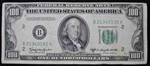 lot I1-SE129 image: 1- 100.00 Dollar Bill