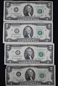 lot I1-SE123 image: 4- 2.00 Bill
