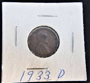 lot G1-KS10 image: 1- 1933D Lincoln Wheat Penny