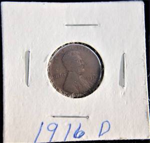 lot G1-KS7 image: 1- 1916D Lincoln Wheat Penny