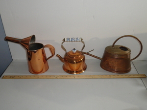lot 116 image: Copper Coated Tea Pot and Watering Cans