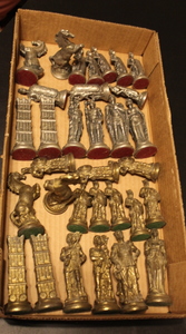 lot 112 image: Brass () Chess Pieces Lot  - Very heavy pieces (LR)
