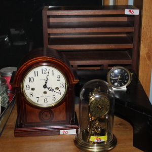 lot 90 image: Clocks and Small Shelf Lot  (Office)