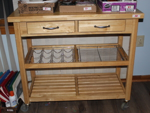 lot 12 image: Rolling Kitchen Table  Cart  (Office)
