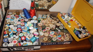 lot 63 image: Sewing Items (Thread & Old Wooden Spools)  (BR1)