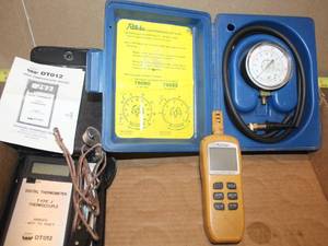 lot 32 image: Gas Pressure Test Kit  High Temperature Tester  Digital Psychrometer Lot