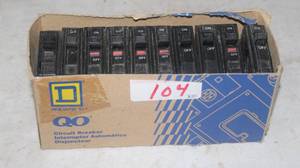 lot 104 image: Square D (QO Line) Single Pole Breakers