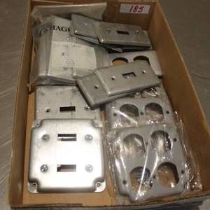 lot 185 image: Metal Receptacle & Light Switch Plates Lot