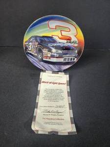 lot 75 image: Black at Light Speed  6 12 Decorated  Plate  Dale Earnhardt  1997 Hamilton Collection