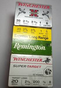 lot 44 image: 3 boxes of 20 gauge shells