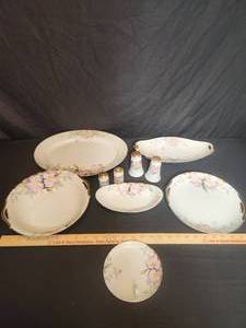 lot 2 image: Vintage Noritake China Azalea 19322 10 Pieces cake dish, butter dish, lemon dish, salt and pepper shaker
