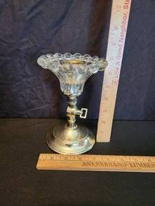 lot 51 image: 7 Vintage Glass and Gold Candle holder, wall mount or freestanding
