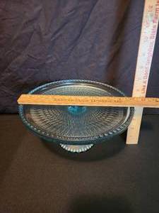 lot 54 image: Jeannette Glass 10  Ice Cake Stand Harp Blue