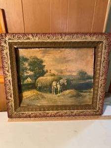 lot 99 image: Vintage Picture and Frame Poor Condition