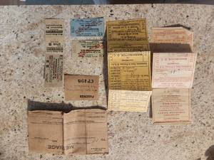 lot 6 image: Old 1940s Train Ticket stubs Blue Ridge Lines Atlantic coast rail lines Army Furlough