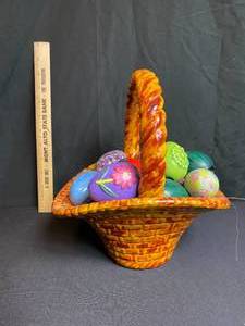 lot 125 image: Glass Easter Basket and Eggs