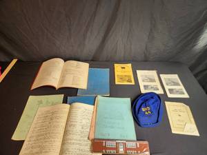 lot 30 image: Lot of Quincy PA Items Local. 1944 Quincy High School Hat Quincy High School newspaper and Quincey Ox roast Booklet