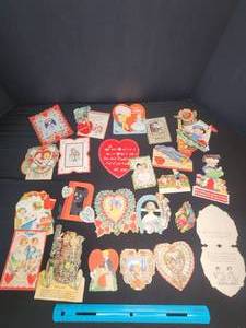 lot 24 image: Large lot of 1920s era Valentine cards. Most have writing on them