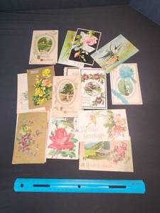 lot 20 image: Early 1900s Birthday postcards a lot with writing on back