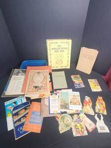 lot 43 image: Vintage Cook Books, recipes, and food advertisements