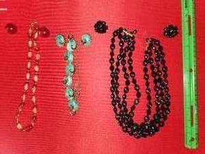 lot 97 image: Lot of 3 necklaces and matching clip on earrings